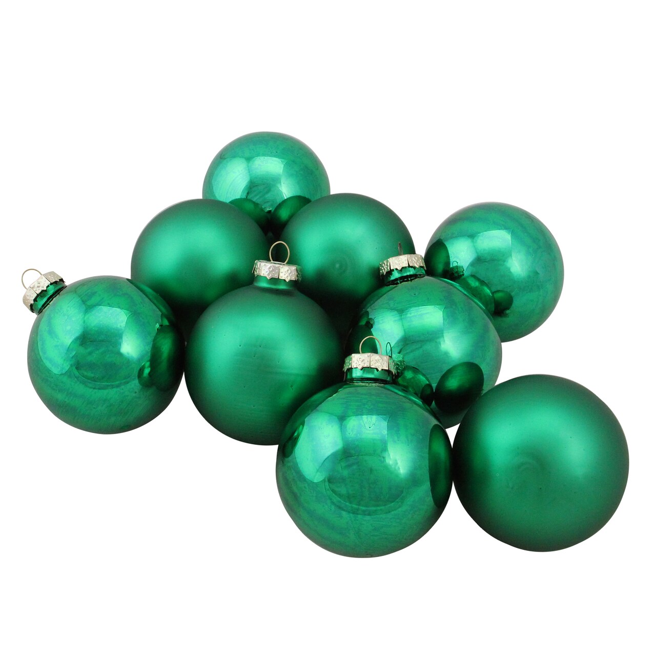 Northlight 2-Finish Glass Christmas Ball Ornaments - 2.5" (60mm) - Pine Green - 9ct